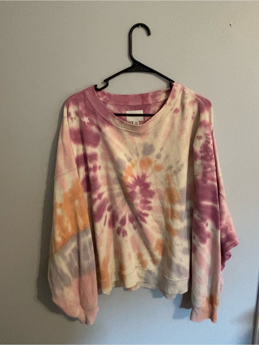 American Eagle Outfitters Tie-Dye Crewneck Sweatshirt - Pink, Orange & White
